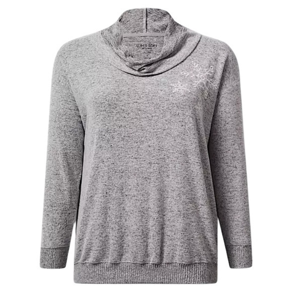 TORRID Plush Snowflake Grey Heather Pullover‎ Tunic Sweatshirt NWT